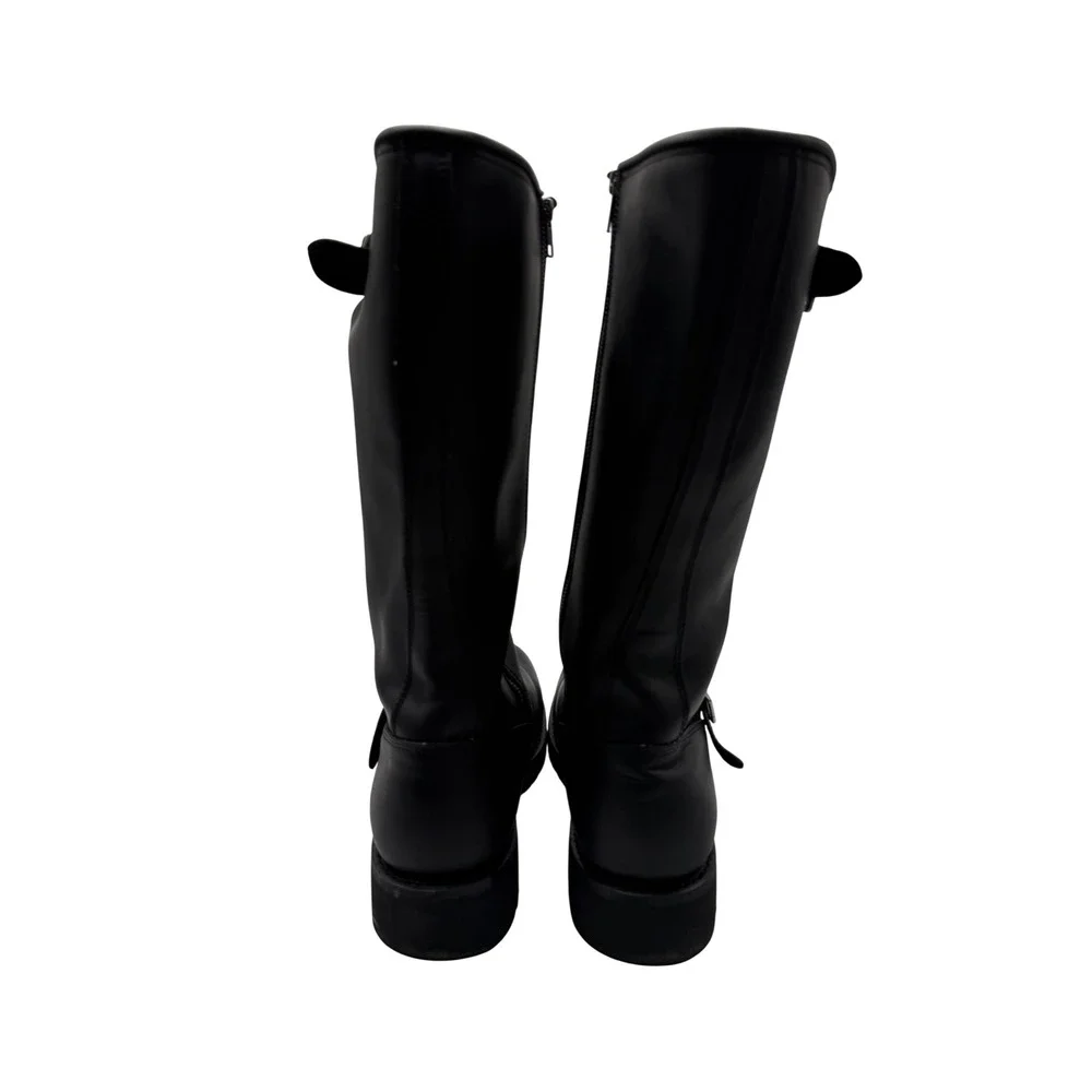 Ride Tecs 1443 Zip Engineer Boots SZ 12 Mens Black Excellent Leather Buckle Side